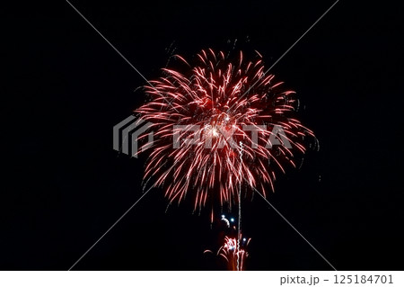 高知市納涼花火大会の放射状に広がる花火 125184701