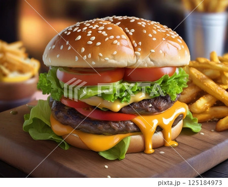 美味しそうなハンバーガー 125184973