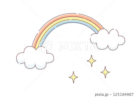 かわいい虹と空のベクターイラスト 125184987