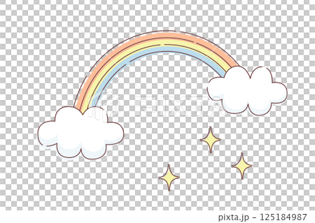かわいい虹と空のベクターイラスト 125184987