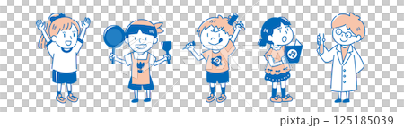 授業に関する子どものイラストセット（単色） 125185039