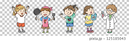 授業に関する子どものイラストセット 125185043