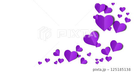 purple paper hearts isolated on transparent background. Valentine's day. 125185138
