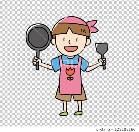 男孩穿著圍裙 125185160