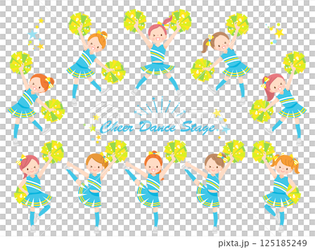 Illustration set of cute children doing cheer dance with a smile Illustration set of cute children doing cheer dance with a smile 125185249