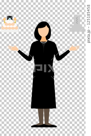 A simple illustration of a woman in mourning clothes thinking about graves and funerals A simple illustration of a woman in mourning clothes thinking about graves and funerals 125185458