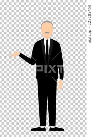 喪服を着たシニア男性が話しているシンプルなイラスト 喪服を着たシニア男性が話しているシンプルなイラスト 125185459