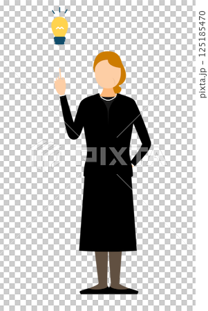A simple illustration of a senior woman in mourning clothes coming up with an idea A simple illustration of a senior woman in mourning clothes coming up with an idea 125185470