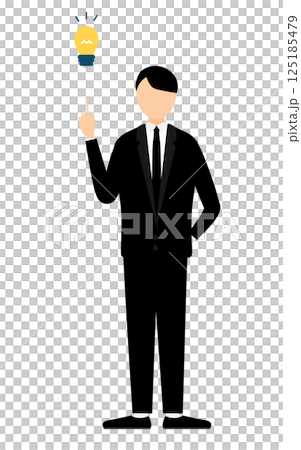 A simple illustration of a man in mourning clothes coming up with an idea A simple illustration of a man in mourning clothes coming up with an idea 125185479
