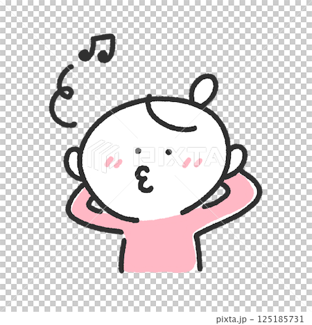 口笛を吹く女性・ご機嫌・ごまかす・能天気 125185731