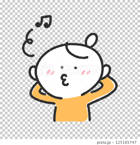 A woman whistling, in a good mood, cheating, carefree 125185747