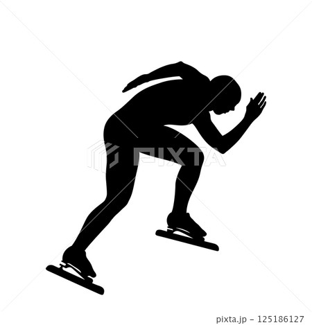 female skater at speed skating competition outlined real silhouette female skater at speed skating competition outlined real silhouette 125186127