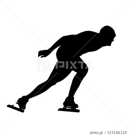 man skater at speed skating competition outlined black silhouette man skater at speed skating competition outlined black silhouette 125186129