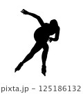 woman athlete at speed skating competition black silhouette  125186132