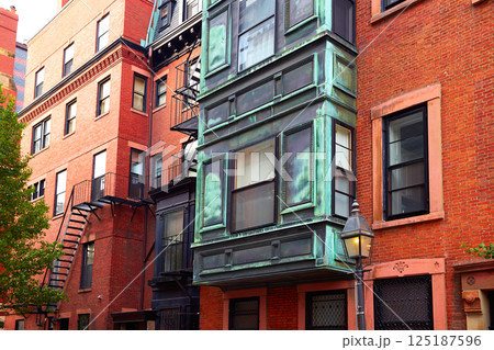 Boston Beacon Hill brick wall facades Massachusetts Boston Beacon Hill brick wall facades Massachusetts 125187596