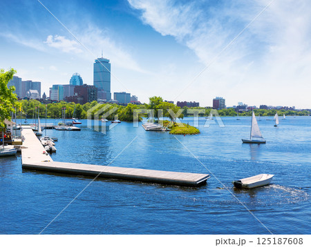Boston sailboats Charles River at The Esplanade Boston sailboats Charles River at The Esplanade 125187608