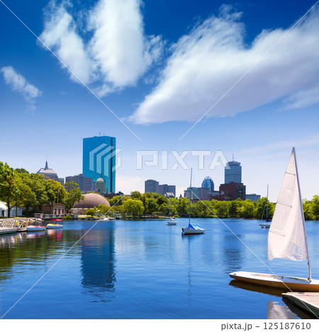 Boston sailboats Charles River at The Esplanade Boston sailboats Charles River at The Esplanade 125187610