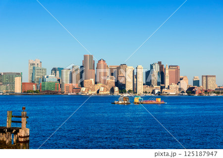 Boston skyline with river sunlight Massachusetts 125187947