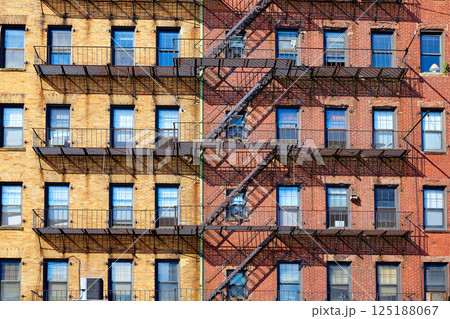 Boston traditional brick wall building facades 125188067