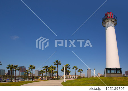 Long Beach California skyline from Shoreline Lighthouse 125189705