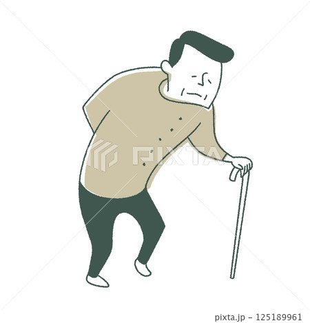 杖をついて歩く高齢男性 125189961