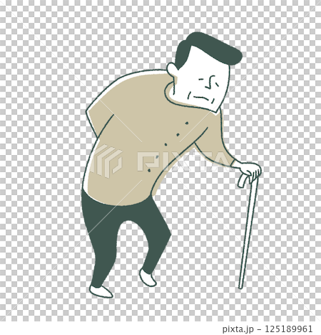 Elderly man walking with a cane 125189961