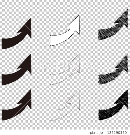 9 styles of simple upward-sloping curved arrows 125190380