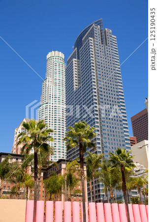 LA Downtown Los Angeles Pershing Square palm tress 125190435