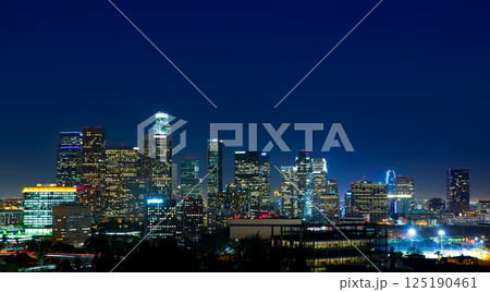 Downtown LA night Los Angeles sunset skyline California 125190461