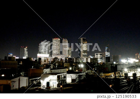 愛知県名古屋市中村区_黄金跨線橋から東側風景（夜景）3_2024年4月 125190533