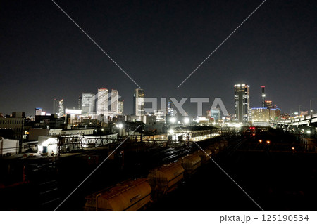 愛知県名古屋市中村区_黄金跨線橋から東側風景（夜景）4_2024年4月 125190534
