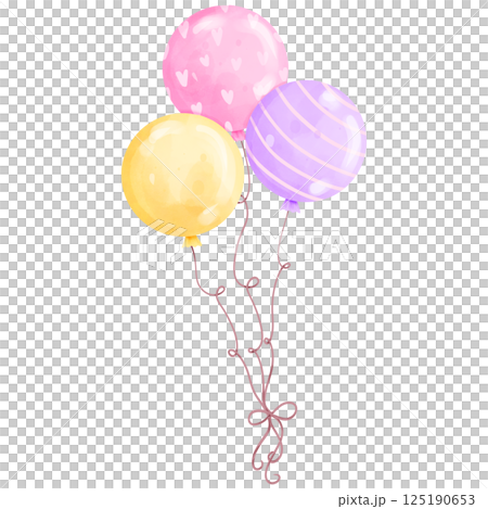 Watercolor party balloons hand drawn 5 125190653