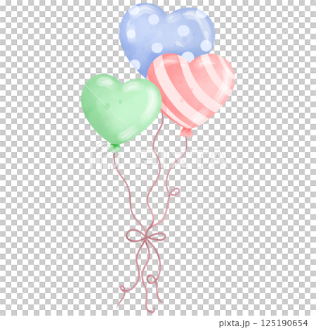 Watercolor party balloons hand drawn 4 Watercolor party balloons hand drawn 4 125190654