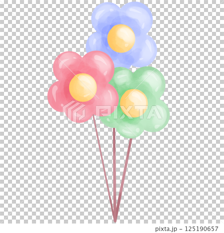 Watercolor party balloons hand drawn  125190657