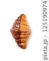 Half chocolate delicious french croissant bun on white background 125190974