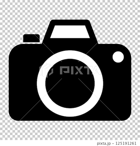 Simple and flat black and white camera icon on white background Simple and flat black and white camera icon on white background 125191261