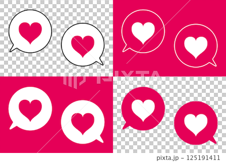 Simple speech bubble set, heart symbol, red 125191411