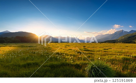 山と草原が織りなす丘陵地帯の風景2 125191869