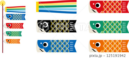 こどもの日の鯉のぼりイラストアイコ2 125191942