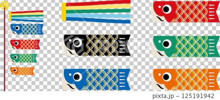 こどもの日の鯉のぼりイラストアイコ2 125191942