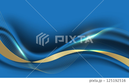 Abstract gold black ribbon curve overlap on blue luxury background vector Abstract gold black ribbon curve overlap on blue luxury background vector 125192516
