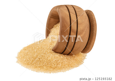 The brown sugar in wooden bowl isolated on white background The brown sugar in wooden bowl isolated on white background 125193182