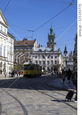 The main square of Lviv and tram tracks The main square of Lviv and tram tracks 125193778