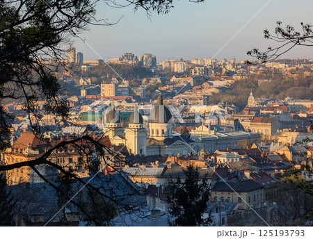 View of the center of the old city of Lviv in the morning View of the center of the old city of Lviv in the morning 125193793