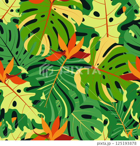 monstera palm leaf seamless pattern monstera palm leaf seamless pattern 125193878