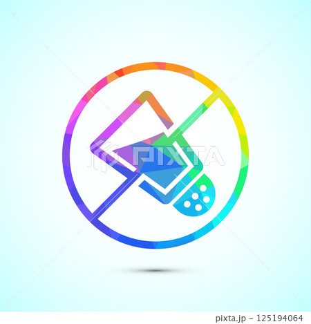Low sodium icon design illustration, No salt sign, Salt free symbol in low poly style 125194064