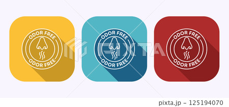 Odor control icon design illustration. Anti bad smell icon, Odor free label in shadow button design 125194070