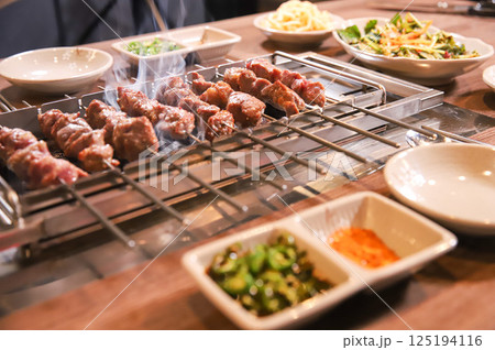 Chinese food. Grilled lamb skewers. Chinese food. Grilled lamb skewers. 125194116