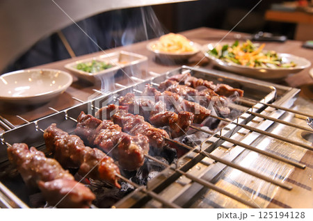 Chinese food. Grilled lamb skewers.	 125194128