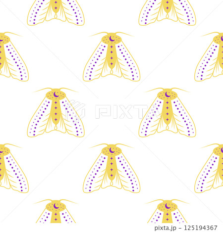 Silhouettes Magic symbols seamless pattern, with magical elements such as snake, eye, tarot cards, hand, skull. Witchcraft theme symbols and elements 125194367